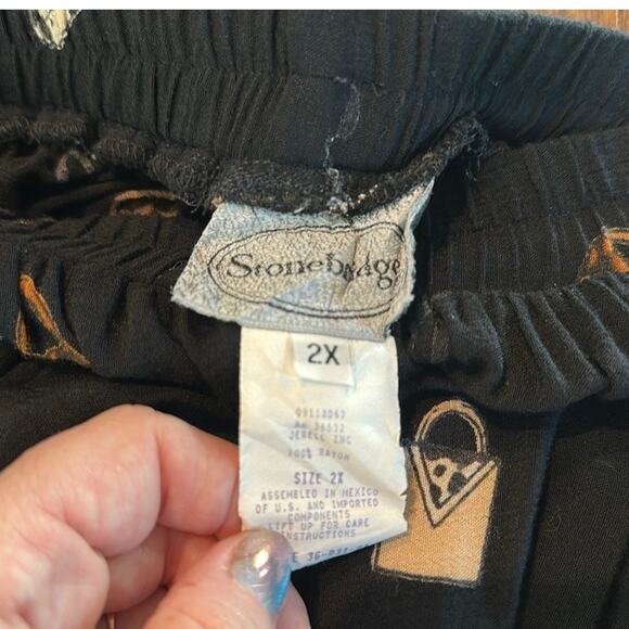 Vintage Stonebridge Plus Size 2X Midi Boho Skirt Elastic Waist Art To Wear Rayon - Picture 7 of 8